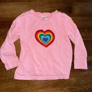 Hanna Andersson Pink Long-Sleeve Tee with Rainbow Heart